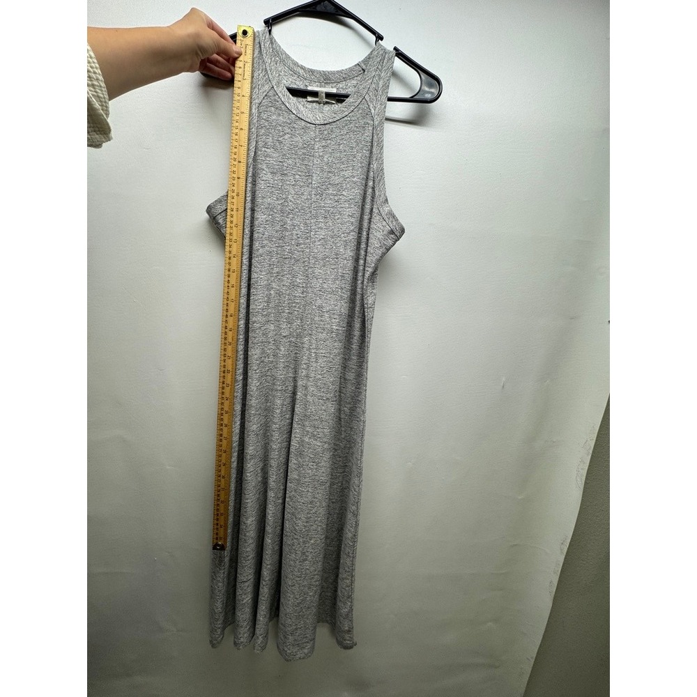Lou & Grey Midi Dress Women M Gray Heathered Ribbed Knit Sleeveless Racerback - Picture 3 of 6